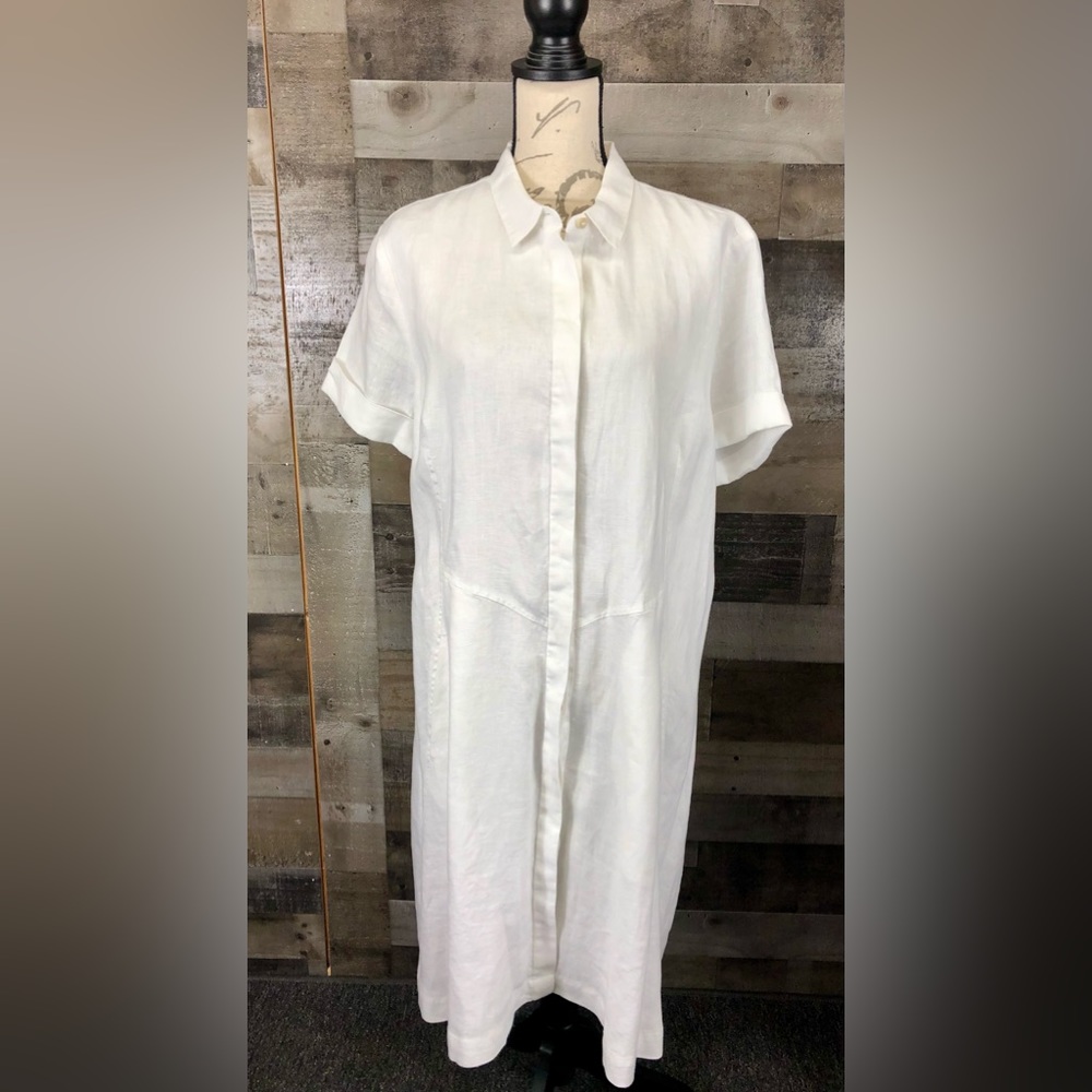 J. Jill White Linen Shirt Dress